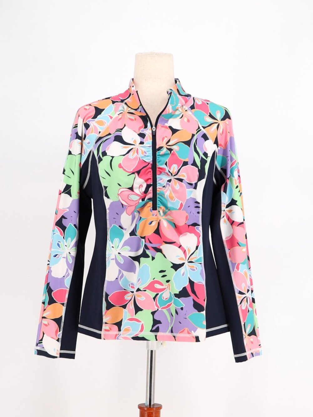 BOSTON PROPER B-Active Bright Abstract Print Half-Zip Sport Top Size M